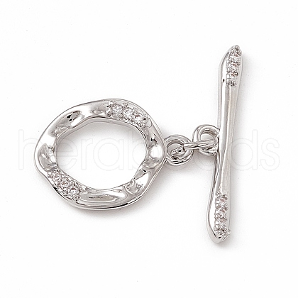 Brass Micro Pave Clear Cubic Zirconia Toggle Clasps KK-K271-17P-1