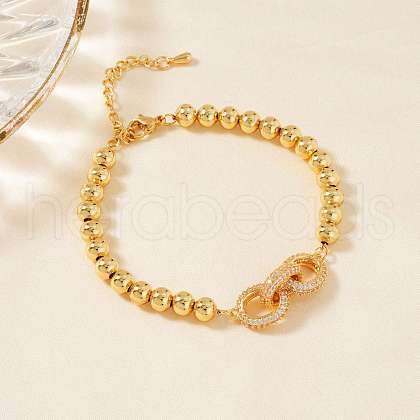 Brass Micro Pave Clear Cubic Zirconia Oval Link Bracelets for Women QD5529-4-1
