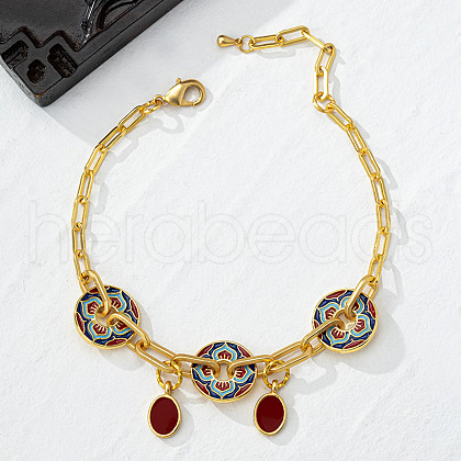 Brass Enamel Link Chain Bracelets FS-WG52E4D-01-1