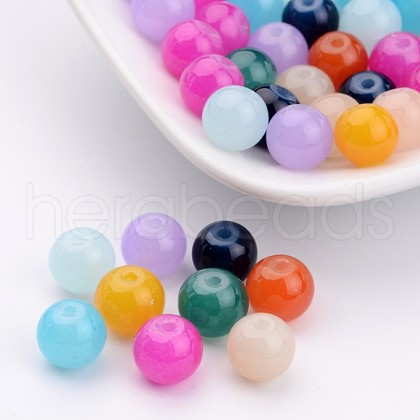 Imitation Jade Glass Round Beads X-GLAA-A022C-8mm-M-1