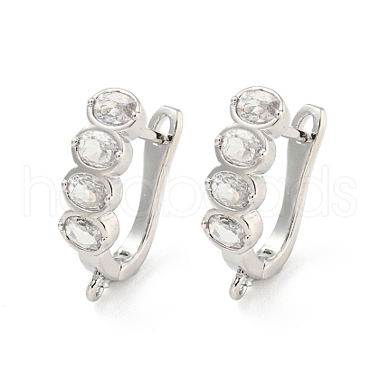 Rack Plating Brass Micro Pave Cubic Zirconia Hoop Earring Findings EJEW-C102-17P-1
