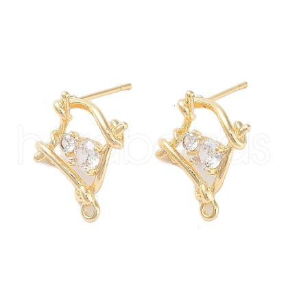 Brass Micro Pave Cubic Zirconia Stud Earring Findings KK-E107-13G-1