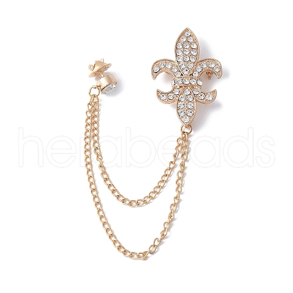 Vintage Fleur De Lis Alloy Hanging Chain Brooches JEWB-NH0001-02G-1