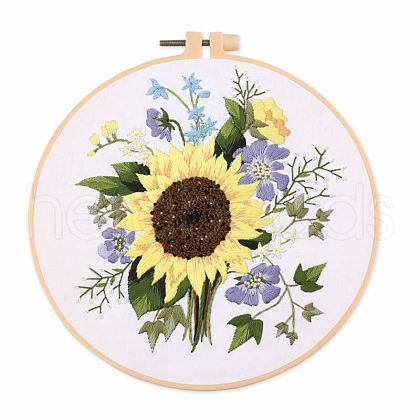 DIY Flower & Leaf Pattern Embroidery Kits SENE-PW0005-004D-1