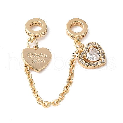 Brass Micro Pave Clear Cubic Zirconia Cable Chain European Beads KK-G531-07D-G-1
