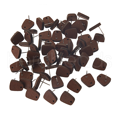 FIBLOOM 60Pcs Wood Stud Earrings Finding EJEW-FI0003-33C-1