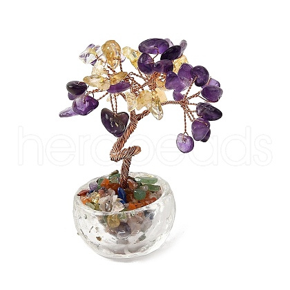 Natural Amethyst Chips Tree of Life Decorations DJEW-Q010-01D-1