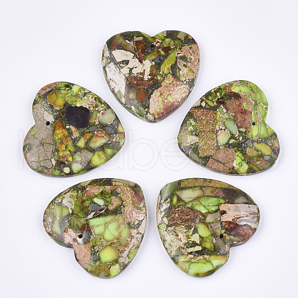 Synthetic Gold Line Regalite/Imperial Jasper/Sea Sediment Jasper Pendants G-S329-068C-1