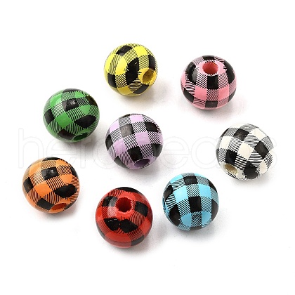 Printed Schima Wood Beads WOOD-L022-01B-1