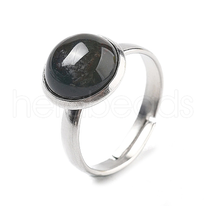 Half Round Natural Indian Agate Finger Rings RJEW-M062-01P-38-1