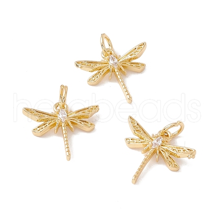 Brass Micro Pave Clear Cubic Zirconia Pendants KK-G415-03G-1