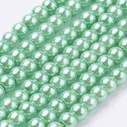 Eco-Friendly Dyed Glass Pearl Round Beads Strands HY-A002-4mm-RB008N-1