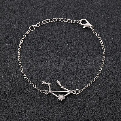 12 Constellations Alloy Rhinestone Link Bracelets WG43B2B-15-1