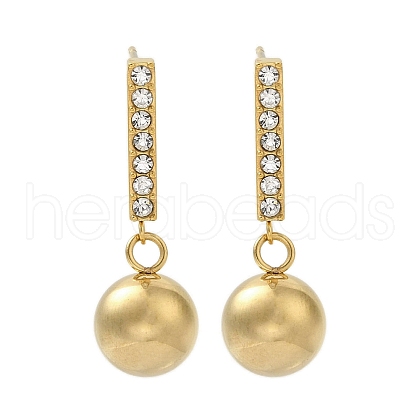Ion Plating(IP) Stainless Steel Inlay Rhinestone Stud Earrings for Women EJEW-M024-06A-G-1