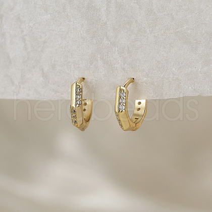 925 Sterling Silver Polygon Hoop Earrings EJEW-C146-05G-1