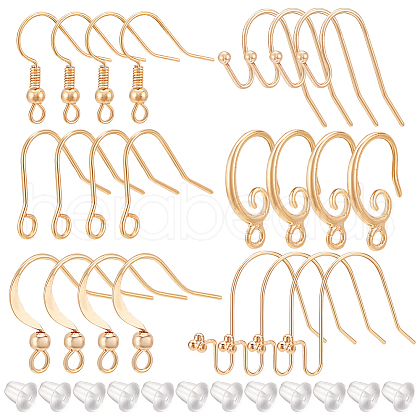 BENECREAT 36Pcs 6 Styles Brass French Earring Hooks KK-BC0010-19-1