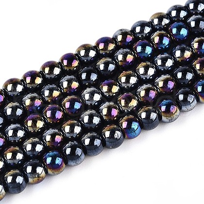 Electroplate Opaque Glass Beads Strands GLAA-T032-P4mm-AB01-1