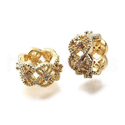 Column Brass Micro Pave Cubic Zirconia European Spacer Beads KK-L230-03G-1
