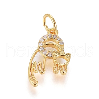 Brass Micro Pave Cubic Zirconia Pendants ZIRC-G166-08G-1