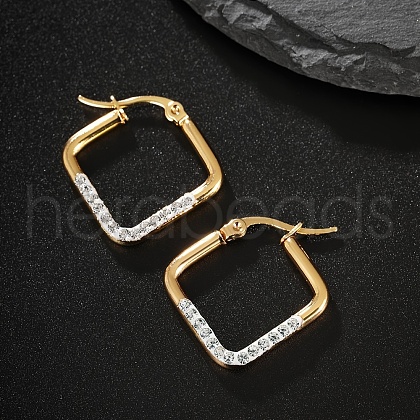 Elegant Square Hoop Earrings with Water Diamond for Women AE4822-1