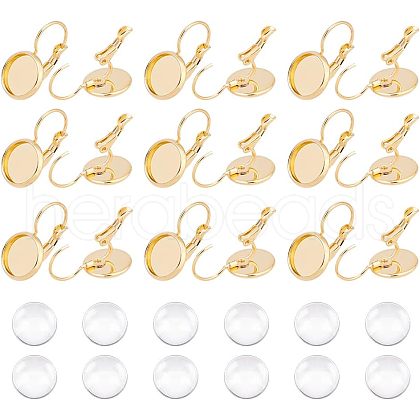 Unicraftale DIY Flat Round Blank Dome Earring Making Kit DIY-UN0003-78-1