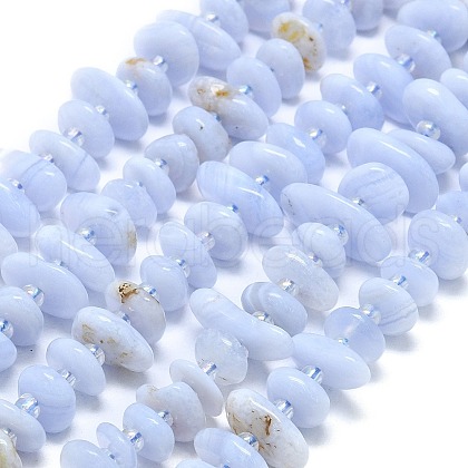 Natural Blue Lace Agate Chip Beads Strands G-NH0016-J01-01-1