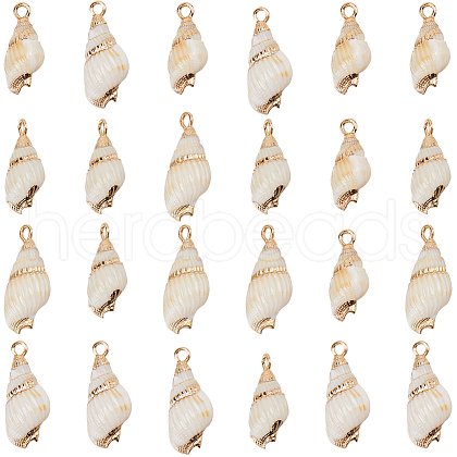 SUNNYCLUE 30Pcs Electroplated Spiral Shell Pendants SSHEL-SC0001-29B-1