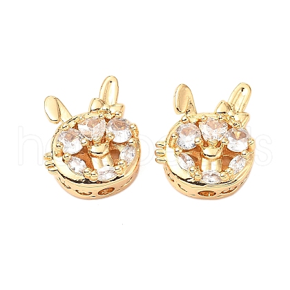 Brass Micro Pave Cubic Zirconia Beads KK-A259-07G-1