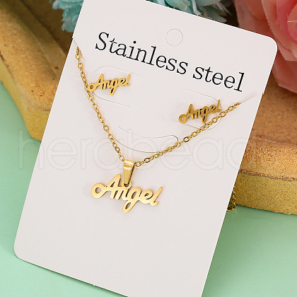 Stainless Steel Pendant Necklace & Stud Earring FS-WGABA87-09-1