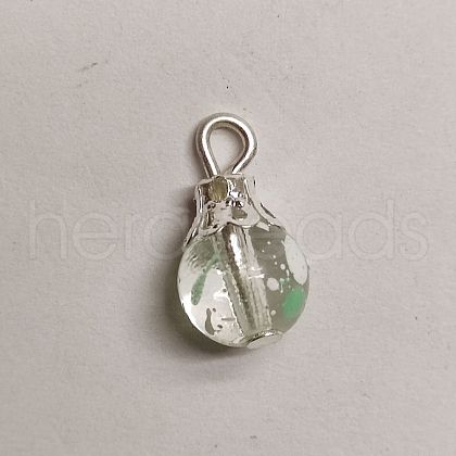 Baking Painted Transparent Glass Pendants X1-PALLOY-TAC0062-01-1