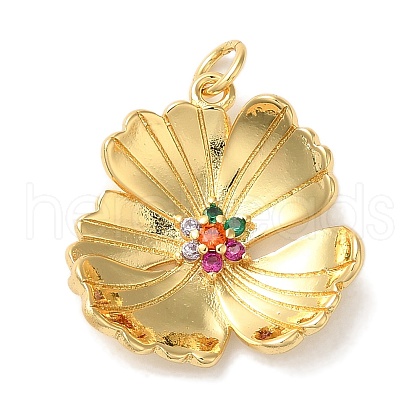 Rack Plating Brass Micro Pave Cubic Zirconia Pendants KK-U027-21G-1