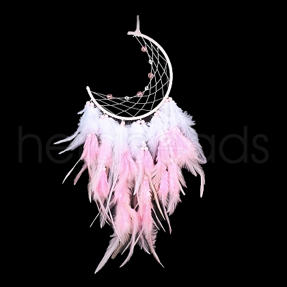 Iron Woven Web/Net with Feather Pendant Decorations AJEW-P097-02-1