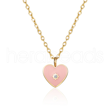 Pink Heart Pendant Necklaces for Women UK9775-1-1
