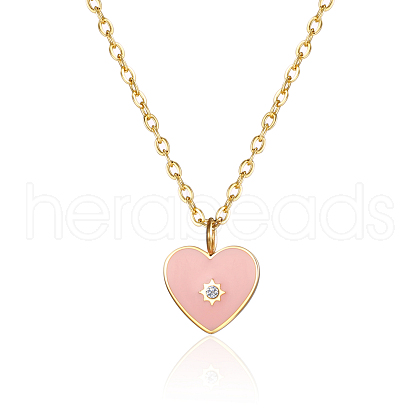 Sweet Pink Heart Pendant Necklace for Women UK9775-1-1