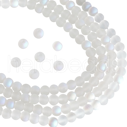 SUNNYCLUE 10 Strands Transparent Frosted Glass Beads Strands GLAA-SC0002-25-1