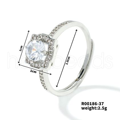 Mother's Day Rings Fashionable Unisex Brass Micro Pave Clear Cubic Zirconia Solitaire Ring VA2990-6-1