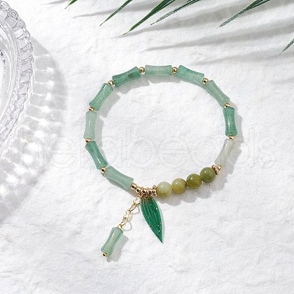 Natural Green Aventurine Beads Charm Bracelets BJEW-TA00616-1