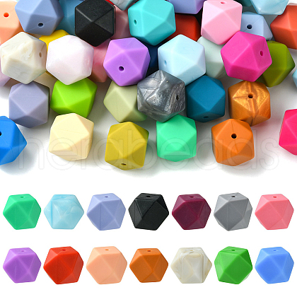 Hexagon Food Grade Silicone Focal Beads SIL-CJC0005-07-1