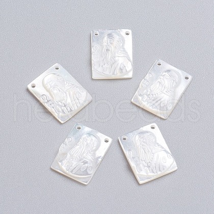 Natural White Shell Mother of Pearl Shell Pendants SSHEL-I024-06-1