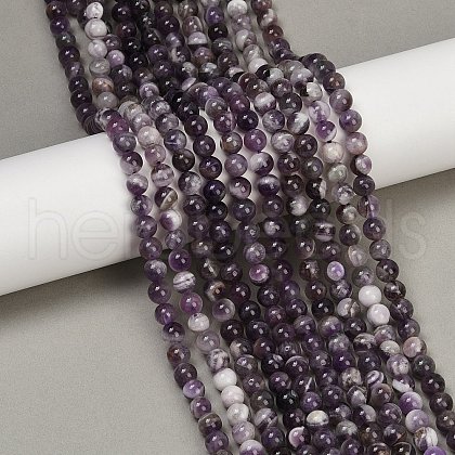 Natural Amethyst Beads Strands G-M445-6mm-01E-1