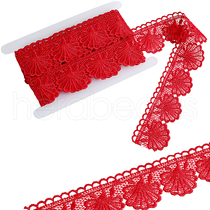 Gorgecraft 4.7~5Yards Cotton Shell Shaped Flower Lace Ribbon OCOR-GF0003-95A-1