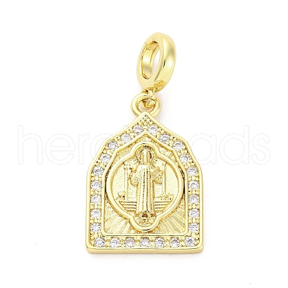 Brass Micro Pave Cubic Zirconia Saint European Dangle Charms KK-D325-27G-05-1