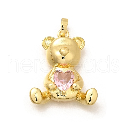 Rack Plating Brass Micro Pave Cubic Zirconia Pendants KK-L226-006G-05-1