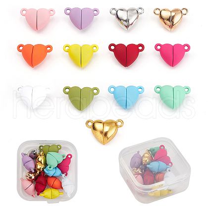 13 Sets 13 Colors Spray Painted Alloy Magnetic Clasps with Loops FIND-YW0001-31-1