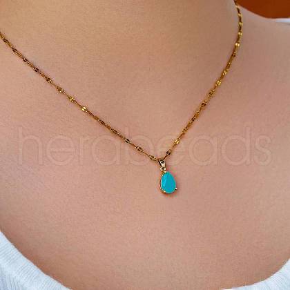 Brass Pave Cubic Zirconia Teardrop Pendant Necklaces for Valentine's Day NV7973-8-1