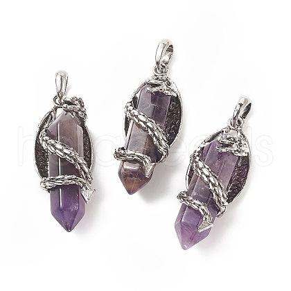 Natural Amethyst Pointed Pendants G-C051-01I-1