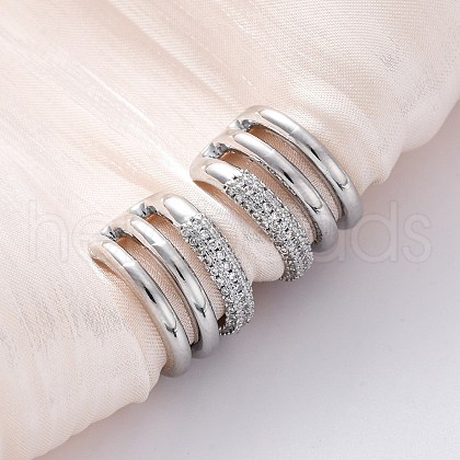 Brass Micro Pave Clear Cubic Zirconia Cuff Earrings EJEW-H158-23P-1