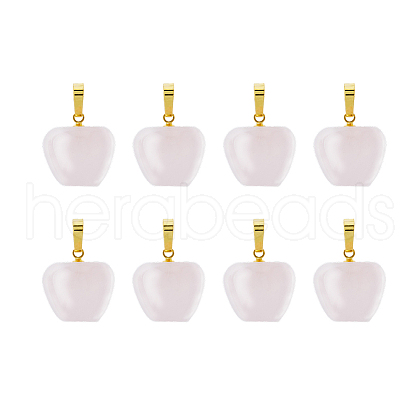 FIBLOOM 8Pcs Natural Rose Quartz Teacher Apple Charms G-FI0001-26-1