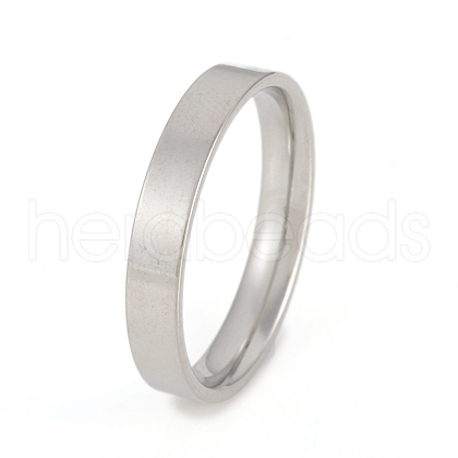 201 Stainless Steel Flat Plain Band Rings RJEW-G106-4mm-11-P-1