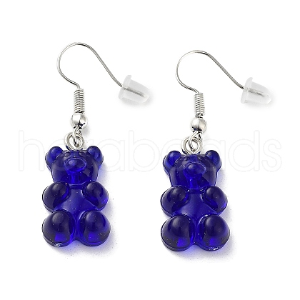 Cute Resin Bear Dangle Earrings EJEW-WH0001-45F-1